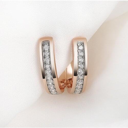 925 Sterling Silver Womens Earrings Classic Channel Clear CZ Jewelry Elegant Gifts Rose Gold Plated Engagement Promise Jewelry