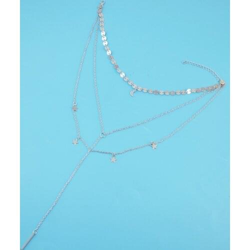 New Fashion Stars Pendant Necklace Chain Necklaces for Women Bohemian Alloy Coin Multilayer Choker Necklace Jewelry Gifts