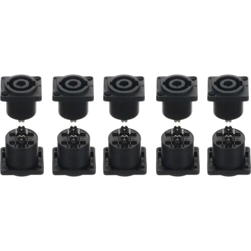10pcs 4 Pin Female Compatible Audio Cable Panel Chassis Socket Connector 4 Poles Speaker Female Jack Sockets Connectors