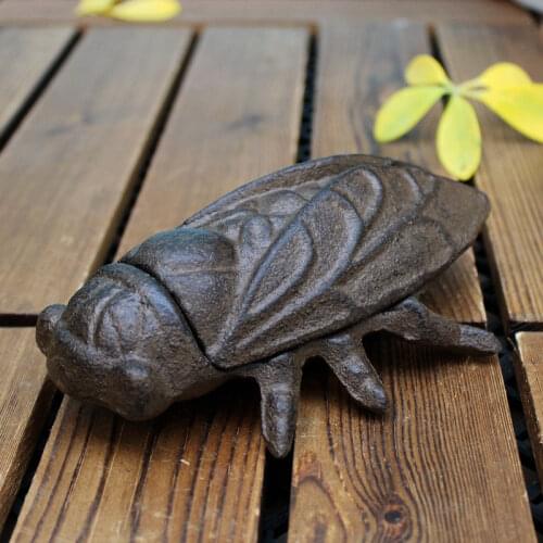 4 Pieces Cast Iron Cicada Garden Door Hide A Key Lawn Yard Statue Desk Table Decoration ~ Key Hider Metal Ornaments Craft Insect