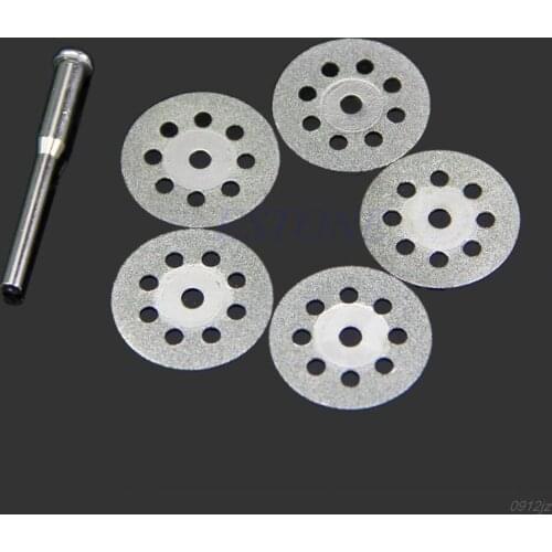 5PCS 22mm Mini Sharp Rotary Diamond Cutting Discs Disks Dremel Tools With A Rod