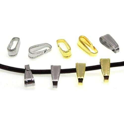 50pcs/Lot Stainless Steel Pendant Pinch Bail Clasps Necklace Hooks Clips Connector For DIY Jewelry Making Findings Accessories