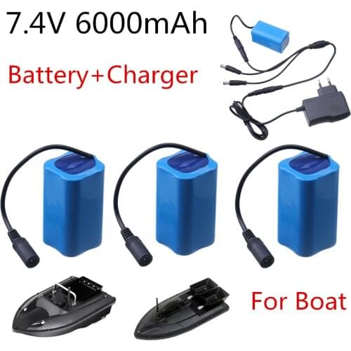 7.4V 6000Mah Battery 3To1 Line ChargerFor T188 T888 2011-5 V007 C18 H18 So on Remote Control RC Fishing Bait Boat Parts