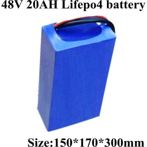 48v 20AH Lifepo4 Battery for 1000W Electric Motorcycles Tricycles Ebike Electric Bike Electric Vehicle Telecom +3A Charger+Bag