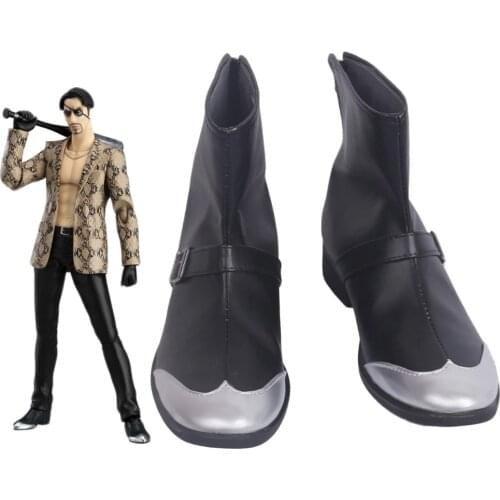 Anime Yakuza Goro Majima Cosplay Boots Black Shoes Halloween Carnival Party Cosplay Custom Made Any Size