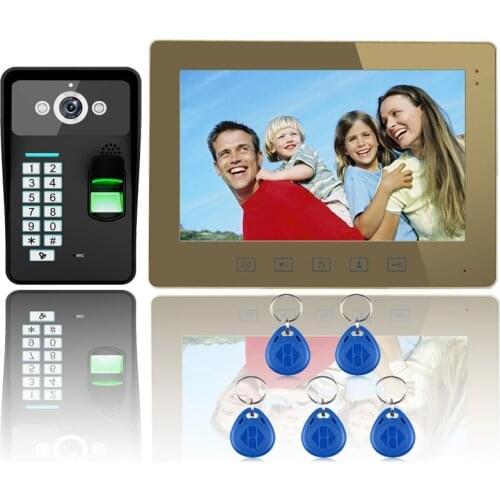 Free Shipping !Ennio Touch Key 10" Lcd Fingerprint Recognition Video Door Phone Intercom System IR Camera HD 1000 TV Line