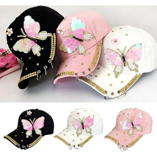 Baseball Ponytail with Rhinestone Element Hat for Women Sun Protection Summer Multiple Color Options