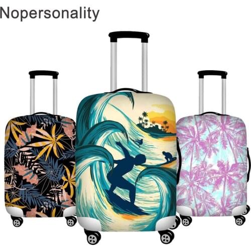 Nopersonality 18-32 inch Suitcase Cover Tropical Palm Leaves Printed Thick Elastic Luggage Protective Cover with Zipper