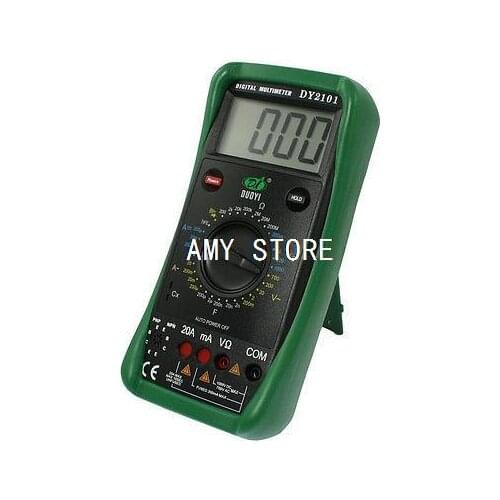 Black Green Electrical Meter DY2101 Digital Multimeter w 2 Test Leads