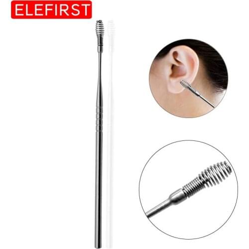 1-5pcs Long Stainless Steel Ear Clean Tool With Spring Head Portable Ear Pick Emergency Kits Accessories