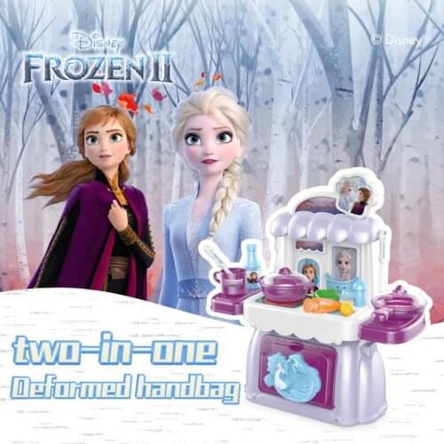 Disney Frozen 2 Girl Toys Princess Anna Elsa Kitchen Pretend Toy For Kids Tea Stand Set Mini Food Kitchen Items Children Gifts