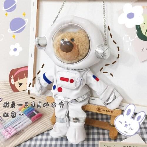 Personality Cool Women Personalized Space Bear Plush Shoulder Bag New Girl Astronaut Doll Doll Chain Messenger Bag