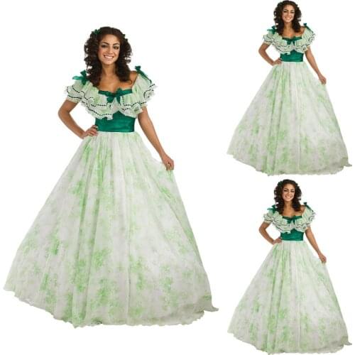 Historical!19 Century Vintage Costumes 1860S Victorian Gothic/Civil War Southern Belle Gown Dress Scarlett dress US 4-36 C-045