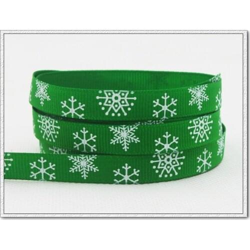 [IuBuFiGo] Hot sell 9mm Christmas Snowflake,3/8 inch Grosgrain Printed Ribbon,Hair bow DIY handmade ribbonsv100yard/lot X199