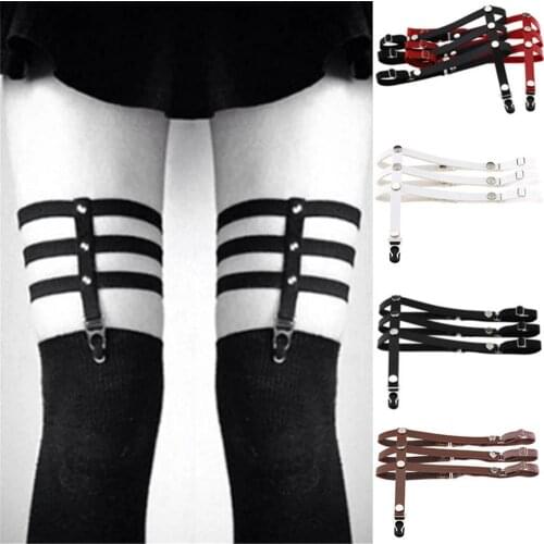 Leather Leg chain Anklet Sexy Heart Punk love leg garter sock Harness round black Adjustable Bondage Ring Foot ring Anklet Jewel