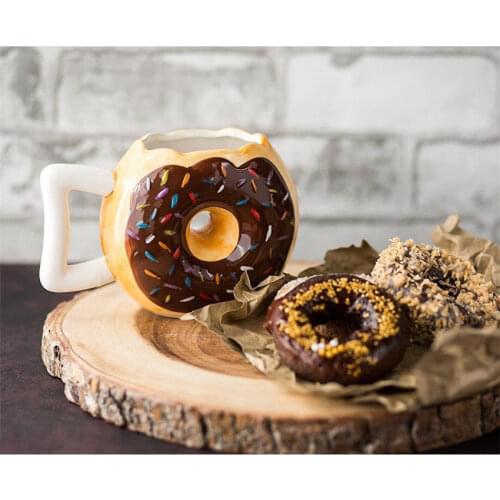 Creative Donut Cup Ceramic Cup Creative Bread Cup Donut Mug Biscuit Milk Coffee Mug tea cup art handmade glass office party gift