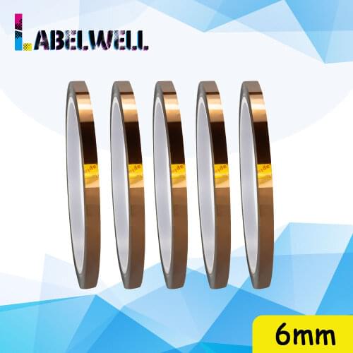Labelwell 5pcs 6mm*33m High Temperature Heat BGA Tape Thermal Insulation Tape Polyimide Adhesive Tape Kapton Tape