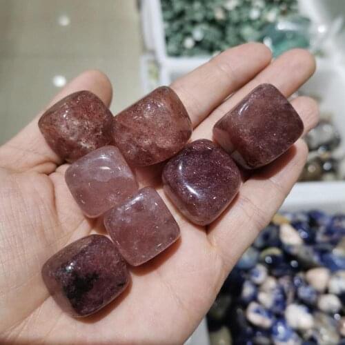 Natural polished strawberry quartz tumbled gemstones crystal cube stones for home decor