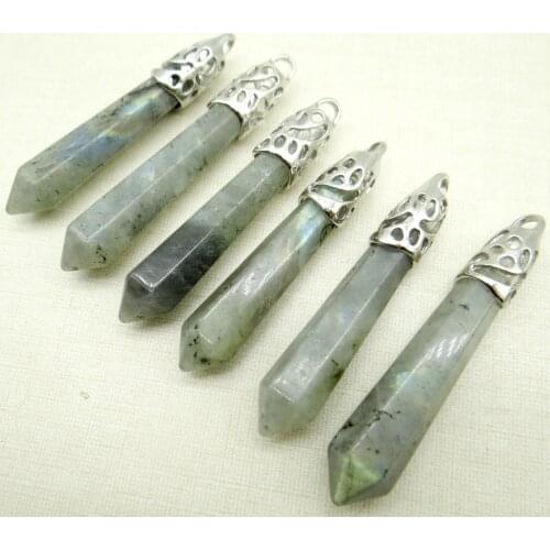 Natural stone aventurine Quartz Crystal Lapis tiger eye mix pillar chakra Pendant for diy Jewelry making necklace men woman 8pc