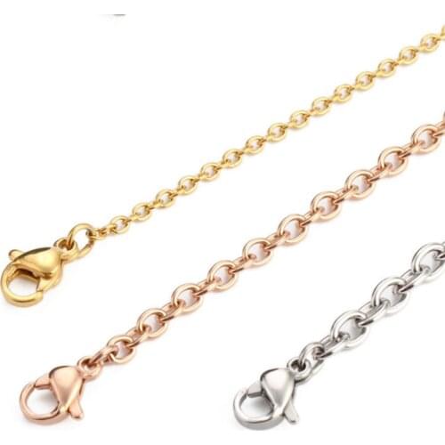 Wholesale Lots Bulk 30pc Stainless steel Charms Chain With Lobster Clasp Vacuum Plating 4# O Chains 17.7''DIY Findings Jewelry