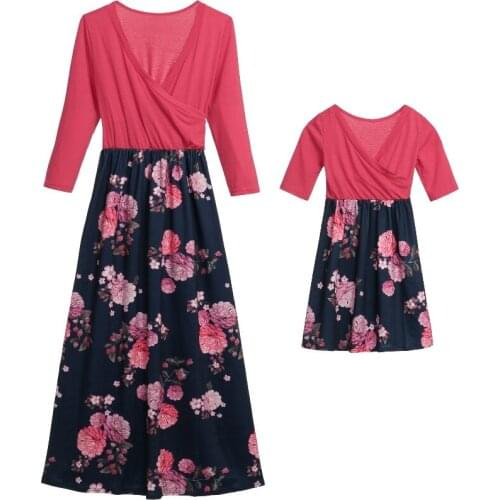 New Spring and autumn mom daughter dress Family look clothing Mommy and me printed dress matching outfits long sleeve dresses
