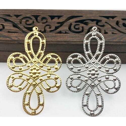 20pcs 36x63mm Filigree flower Wraps Metal Charms For Embellishment Scrapbook DIY Jewelry Metal Craft Cosplay accessories