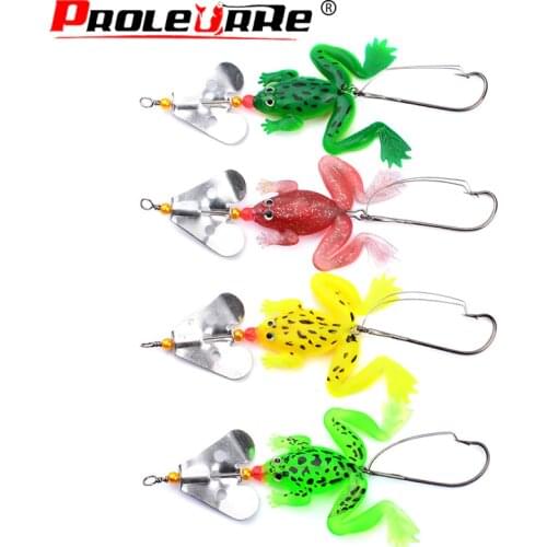 Proleurre 360 degree rotation frogs Fishing Lure Rubber Soft Fishing Lures Bass Spinner Bait spoon Lures carp fishing tackle