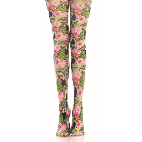 Geometric Flower Mix And Match Printing Pantyhose Socks