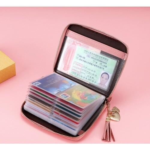 Genuine Leather Multi-Color Womens Rfid Card Holder Organ Business Wallet Credit Card Purse Document Holder
