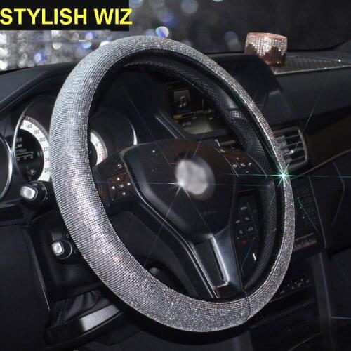 Luxury Crystal Rhinestone Car Steering Wheel Covers Diamond Steering-Wheel Cover Auto Interior Accessories For Women Girls Lady