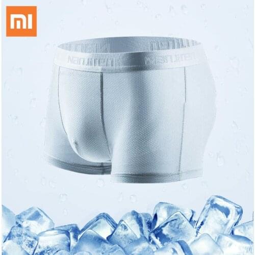 3pcs Xiaomi Men Underwear Man Ice silk Boxers Sports Underpants Comfortable Mesh Breathable Mens Solid Color Panties Man Boxer