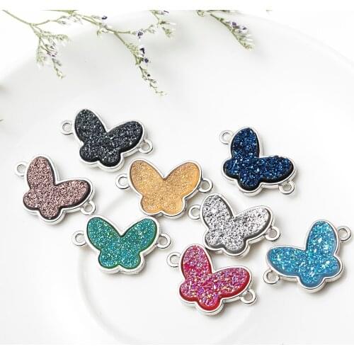 10pcs Shiny Color Butterfly Connection Charm Rhinestone Ornaments DIY Handmade Necklace Bracelet Jewelry Making Finding Wholesal