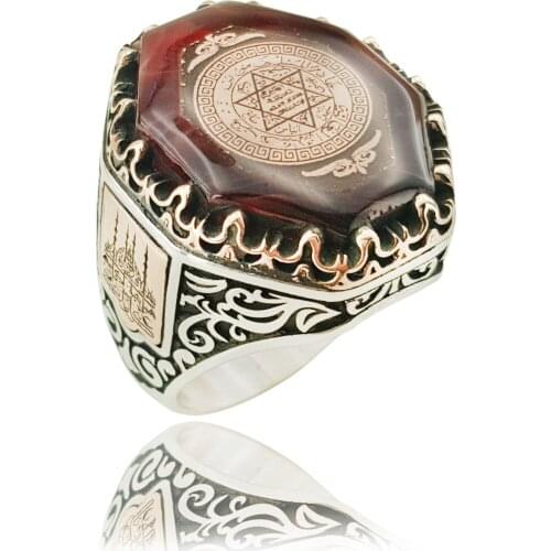 High Quality Original Hot Sale Rings Antique Muslim 925 Silver Turkish Moon Star Men Ring Vintage Jewelry Ottman Ring for man