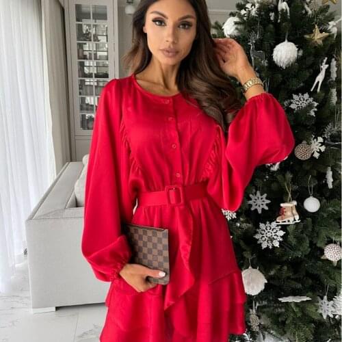 Skirt womens spring new style casual belt dress