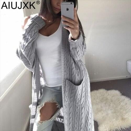 AIUJXK Twist Knitted Long Cardigan Women 2019 Autumn Winter New Fashion Thick Casual Sweater Coats Female Cardigans Knitwear