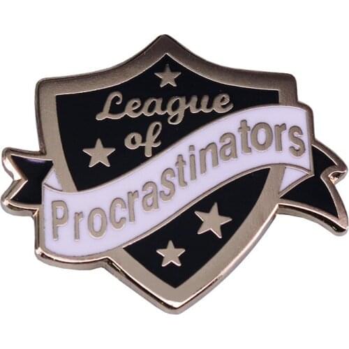 League Of Procrastinators Hard Enamel Pins Collect Funny Metal Cartoon Brooch Backpack Collar Lapel Badges Fashion Jewelry Gift