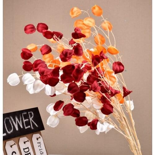 1Pcs Artificial Flower Silk Gooseberry 3 Forks Groundcherry Home Party Wedding Decor Physalis Lantern Fruit Flower Arrangement