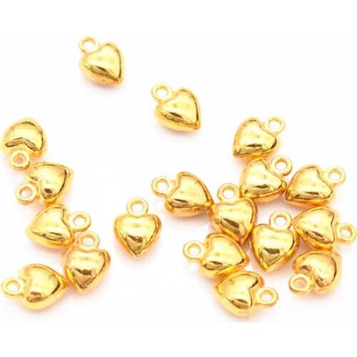 30pcs/lot 9x7mm Gold Color Plated Cute Heart Charm Pendant DIY Handmade Jewelry Accessories