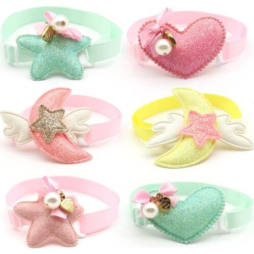30 Pcs New Cute Puppy Dog Bow Ties PU Star Moon Style Dog Bow Tie Adjustable Pet Dog Grooming Accessories For Small Medium Dog