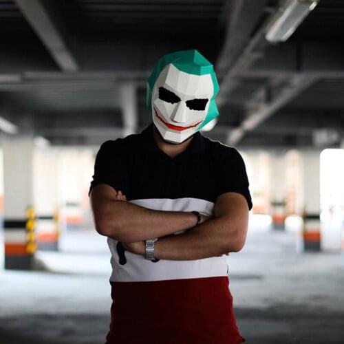 3D Paper Joker Mask For Face Man Women Halloween Party Dress Papercraft Toys Puzzles Eductional DIY Toys Birthday Paper Models