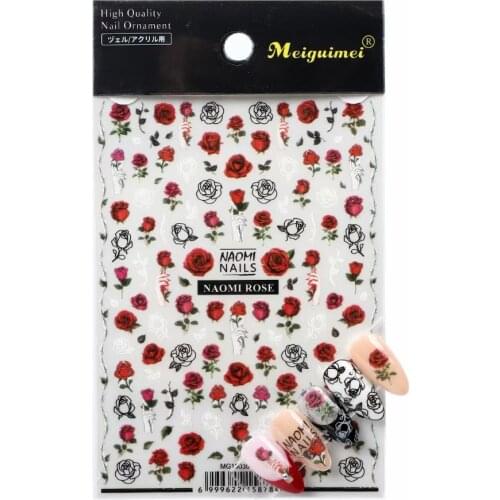 3D Nail Art Peach Heart And Rose Flower Image Nail Stickers For Nail Stickers Decorate Manicure