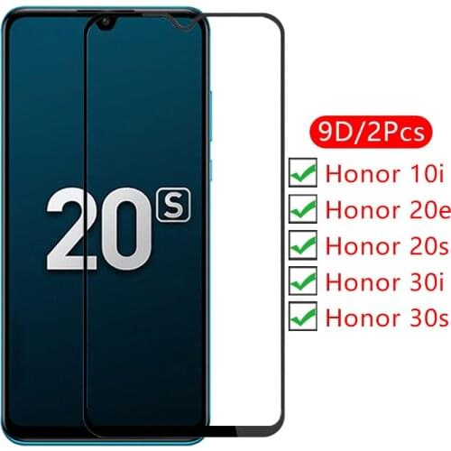 9d screen protector tempered glass case for huawei honor 30i 30s 20s 20e 10i cover on 10 30 i i10 i30 protective phone coque bag
