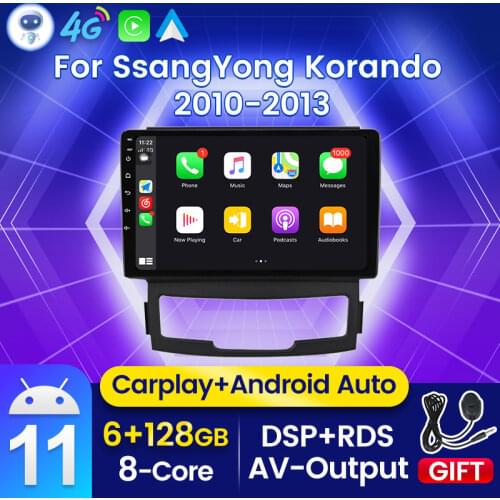 2Din Android 11 Car Radio Audio Multimedia Player for SsangYong Korando Actyon 2010 2011 2012 2013 GPS Navigation WIFI Carplay