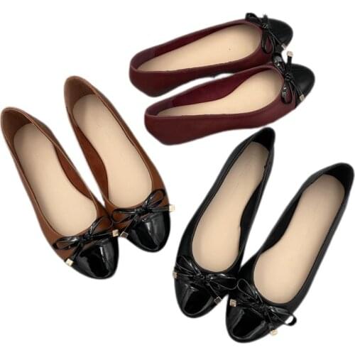 Ballet Flats Women Classic Flat Shoes Slip On Ladies Loafers Basic 2021 PU Leather Bow Round Toe Ballerinas Casual Maccasins