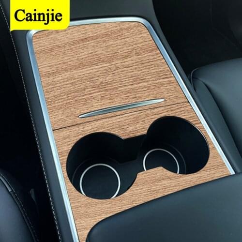 Model3 2021 Car Central Control Panel For Tesla Model 3 2021/Model Y 2021 Wood Grain Patch Car Accessories