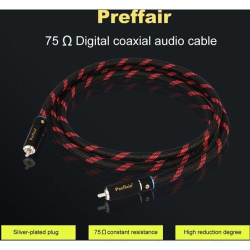 Preffair Digital Coaxial Audio Cable with Silver plated RCA plug, HIFI Audio digital RCA CABLE