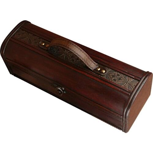 Wooden Retro Style Wine Container Antique Wine Storage Box With Handle