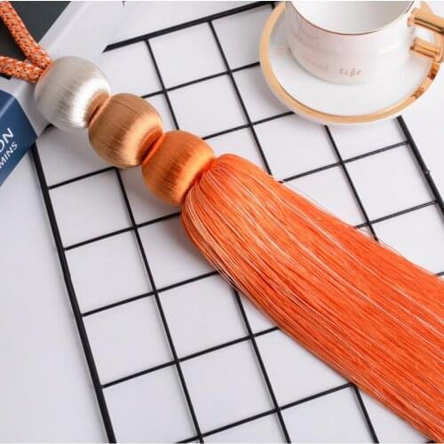 QGVLish 2Pcs Curtain Tassels Fringe Tiebacks Hanging Belts Balls Bind Ropes Brush Straps Curtain Accessories Tieback Holder