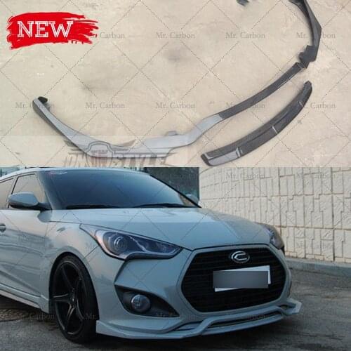 FOR VELOSTER NEFD STYLE CARBON FIBER FRONT LIP 2PIECE TRIM BODY KIT TUNING PART FOR VELOSTER FRONT BUMPER BOTTOM SPLITTER RACING