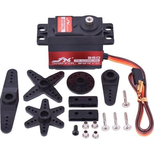 Hot JX PDI-6221MG-360 20KG 4.8V-6V Large Torque 360 Degree Digital Servo For 1/10 1/8 RC Car Boat Helicopter Parts Accessories
